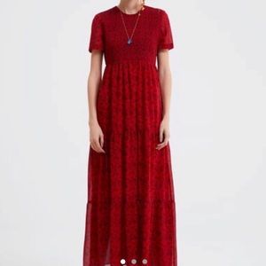 Zara red floral print dress